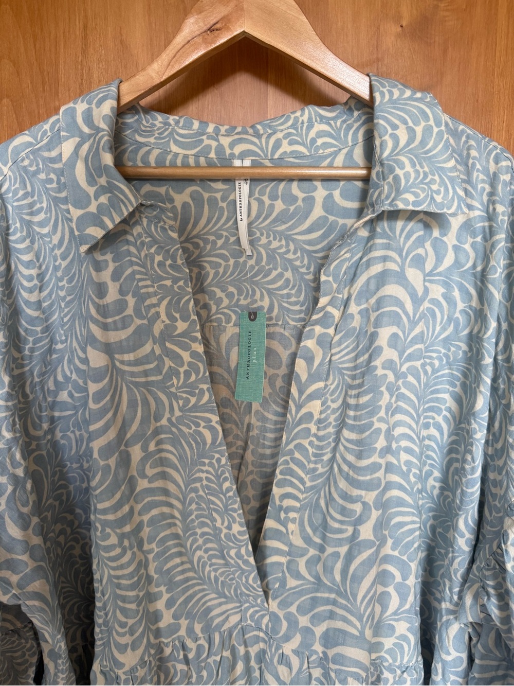 Anthropologie Light Blue and Cream Printed Maxi Dress - Picture 2 of 8